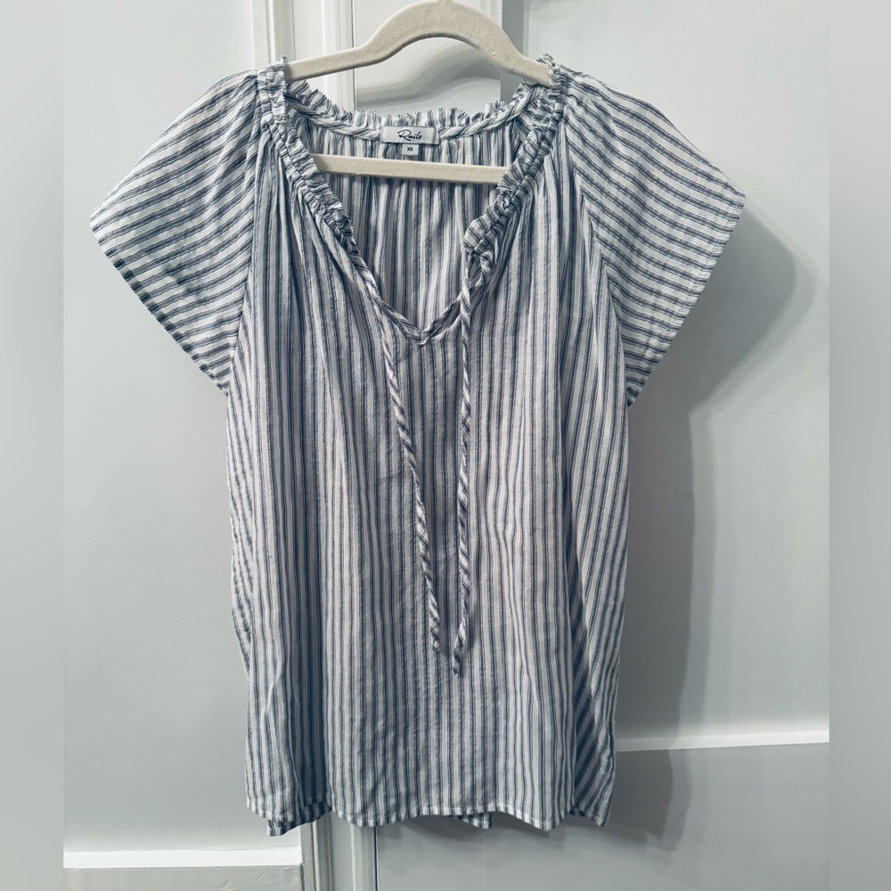 Rails Striped Tie-Neck Blouse XS